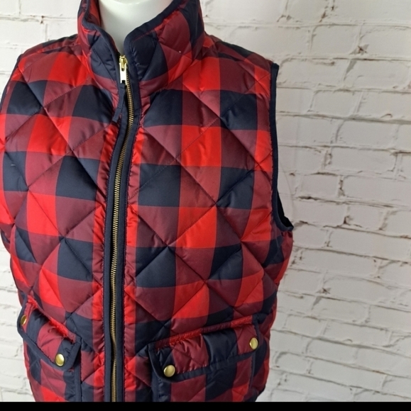 J. Crew Red and Black Plaid Vest - Picture 6 of 13